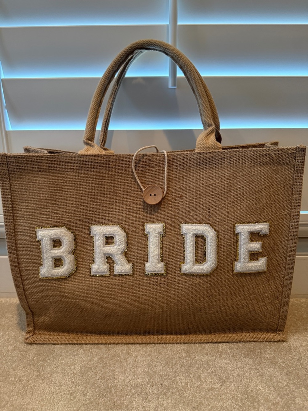 Bride Jute Tote Bag in Natural Brown